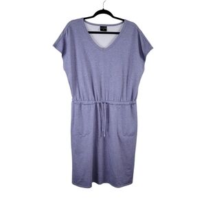 32 Degrees Cool Women's Soft Lux Drawstring Waist Casual Dress Size L Blue Gray